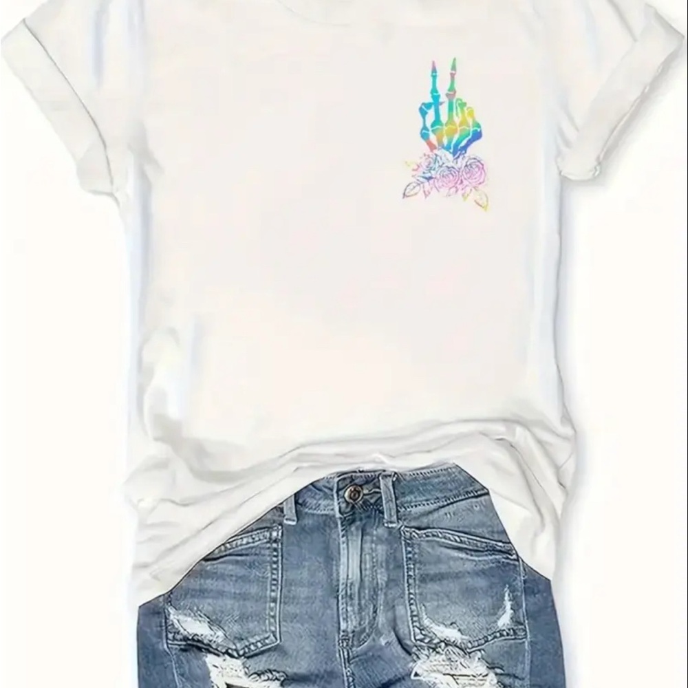 White Tee with Vibrant Graphic new in package
